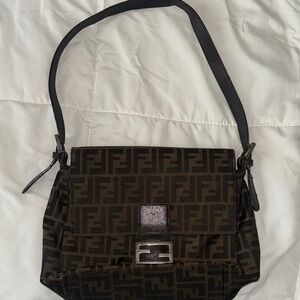 Fendi Black and Brown Monogram Shoulder Bag
